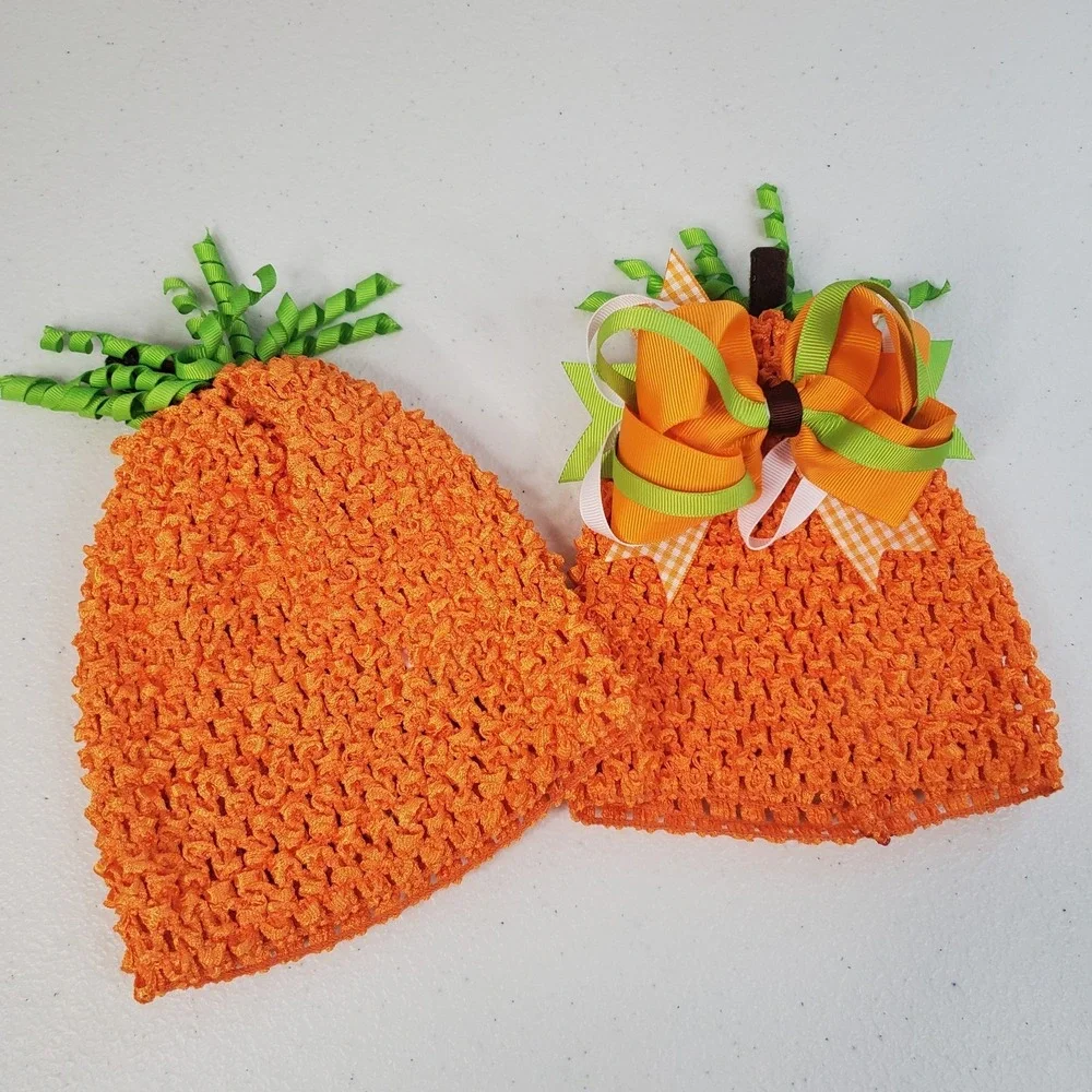 Little Miracles Baby Pumpkin Hat His, Hers Boy Girl Twins Halloween Photo 6-18mo